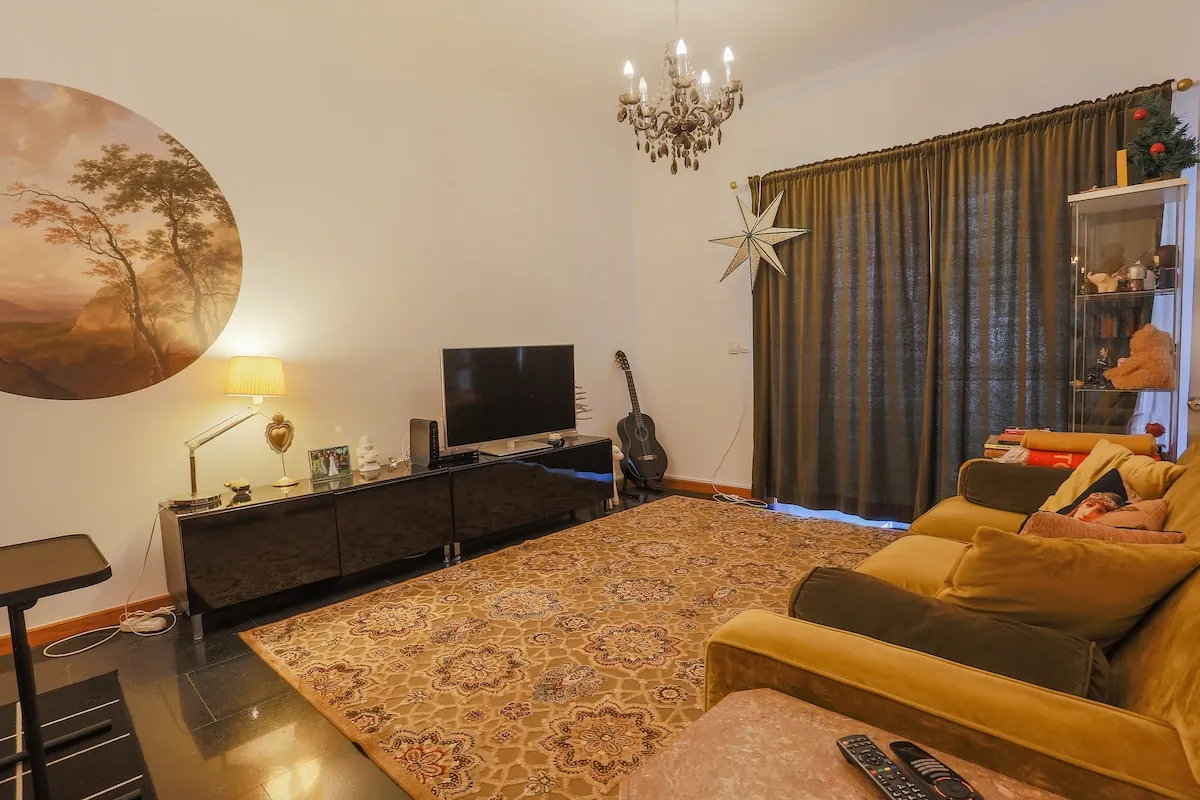 Living room with sofa and television